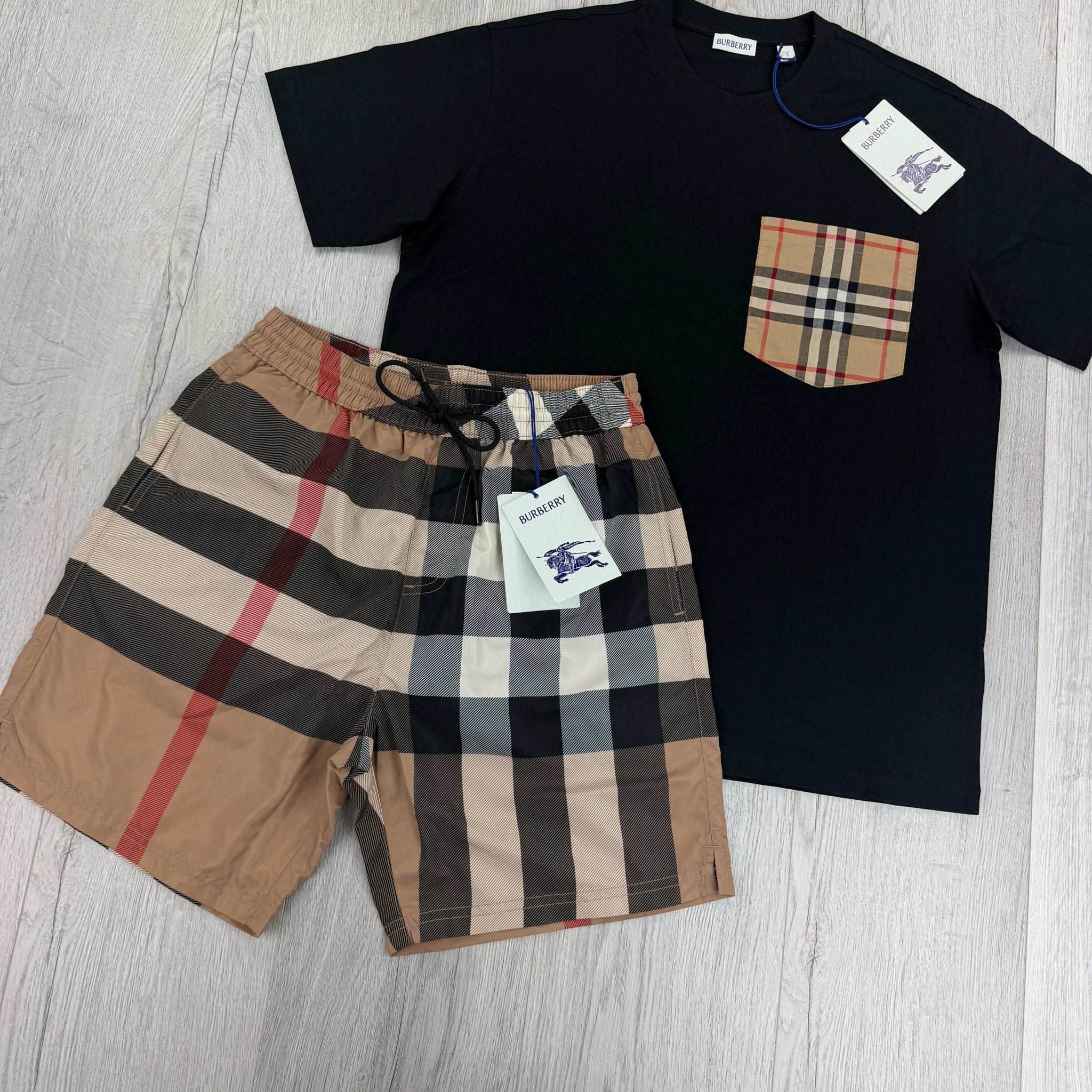Burberry Men’s Black T-shirt & Shorts Set - Morely TrendsBurberry Type here:)