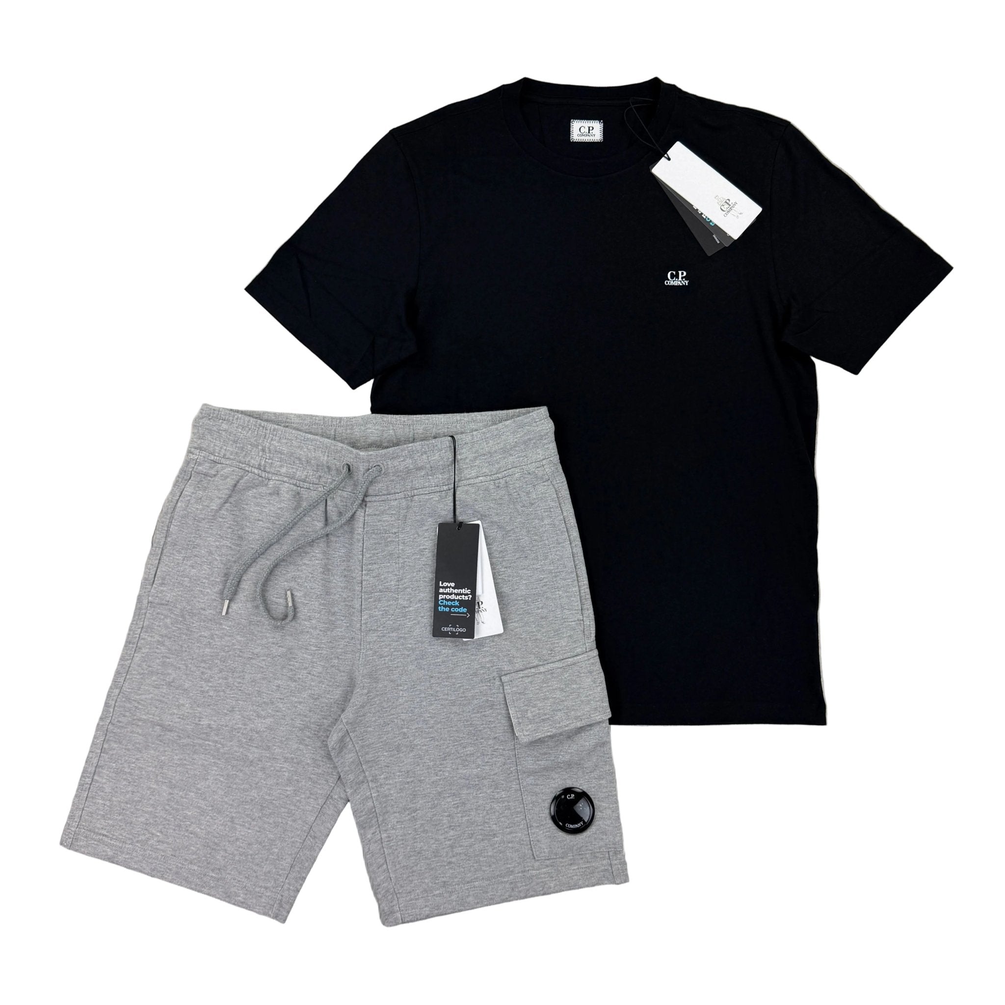 Cp Company Men’s Grey Shorts & Black T-shirt Set - Morely TrendsCP Company Type here:)