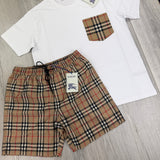 Burberry Men’s White T-shirt & Shorts Set