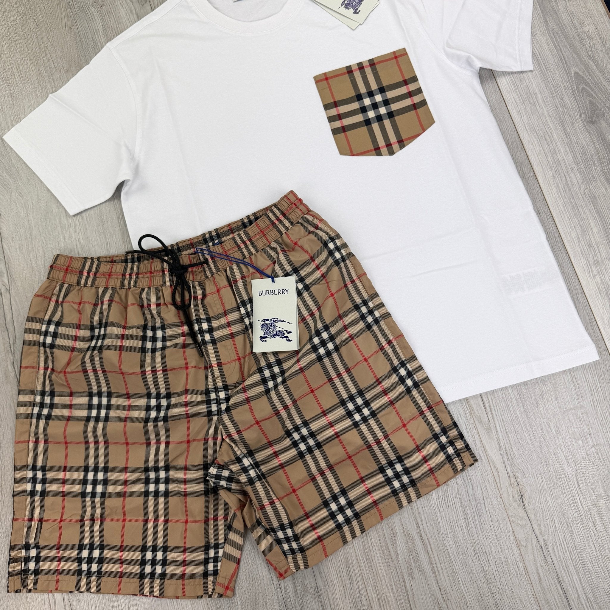 Burberry Men’s White T-shirt & Shorts Set - Morely TrendsBurberry Type here:)