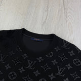Louis Vuitton Men’s Black & White Monogram Jacquard Crewneck Jumper - XL