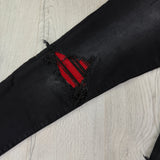 Amiri Men’s Black & Red Distressed Ripped Jeans - Uk 31