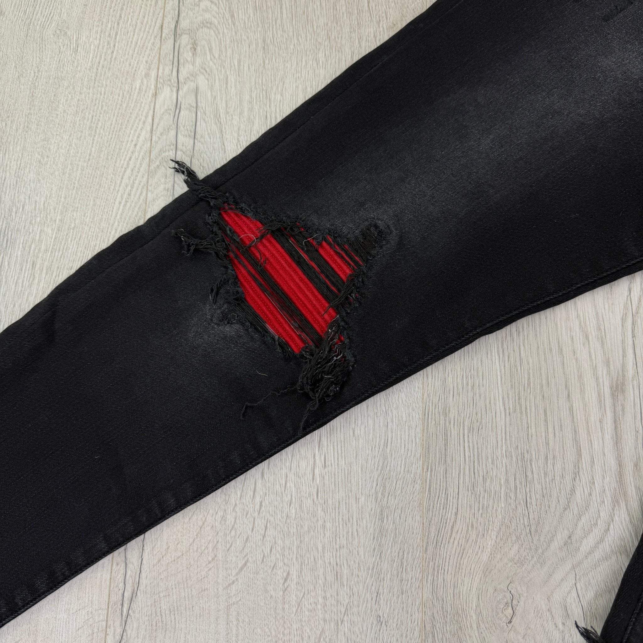 Amiri Men’s Black & Red Distressed Ripped Jeans - Uk 31 - Morely TrendsAmiri Type here:)