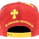 Chrome Hearts Red/Yellow Leather Cross Patch Baseball Cap