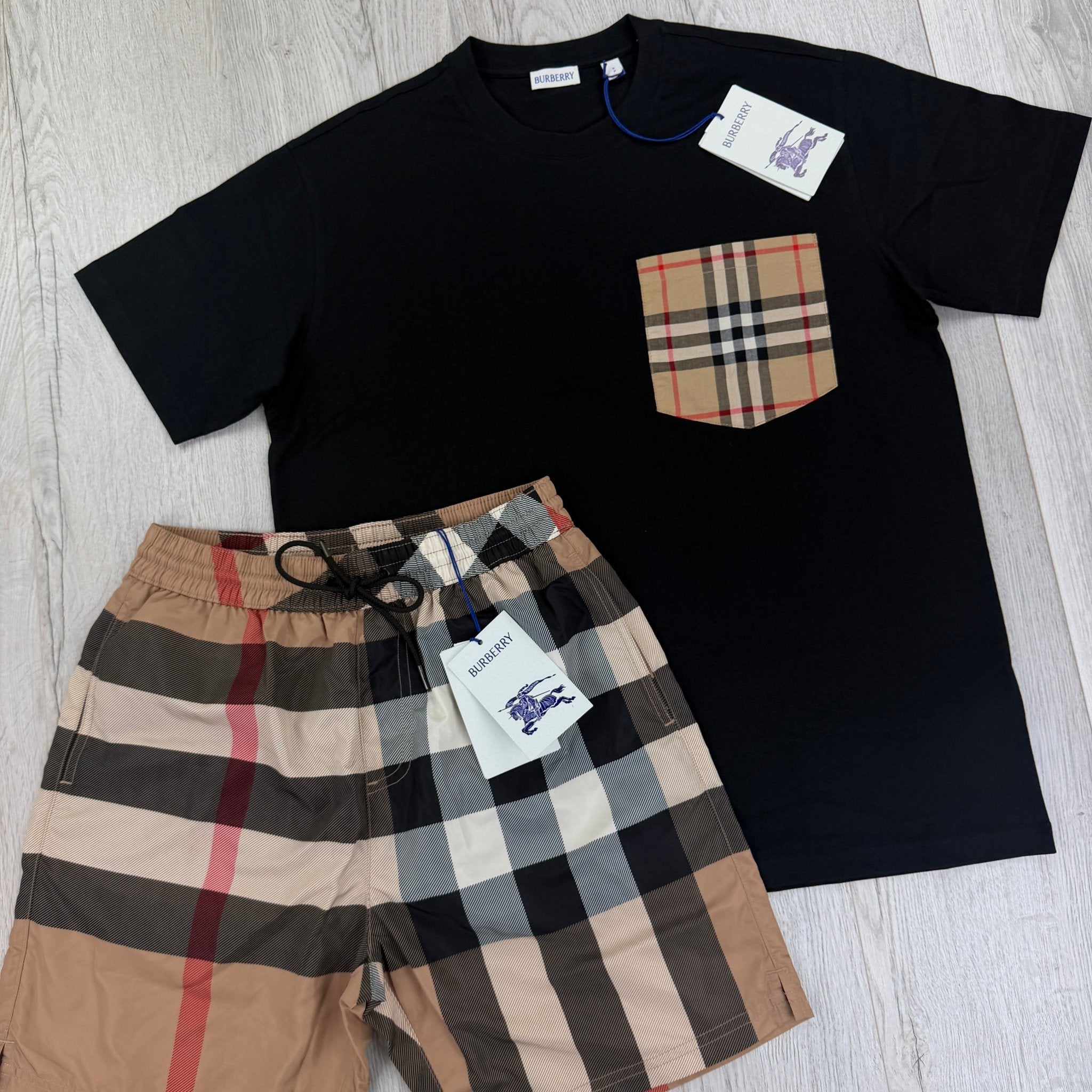 Burberry Men’s Black T-shirt & Shorts Set - Morely TrendsBurberry Type here:)