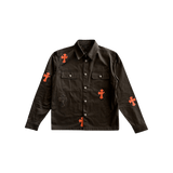Chrome Hearts Brown Camouflage & Orange Cross Patch Work Dog Jacket