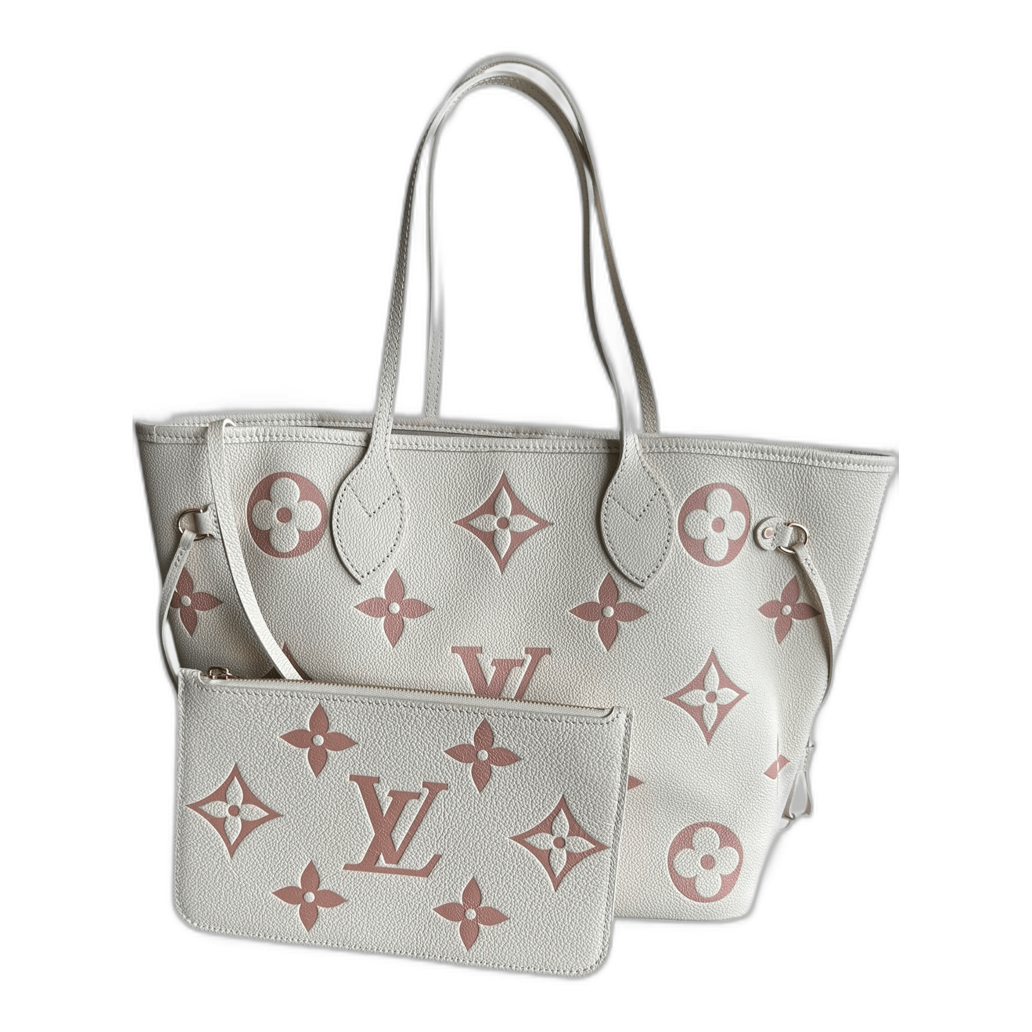 Louis Vuitton Cream & Rose Monogram Empreinte Neverfull MM - Morely TrendsLouis Vuitton Type here:)