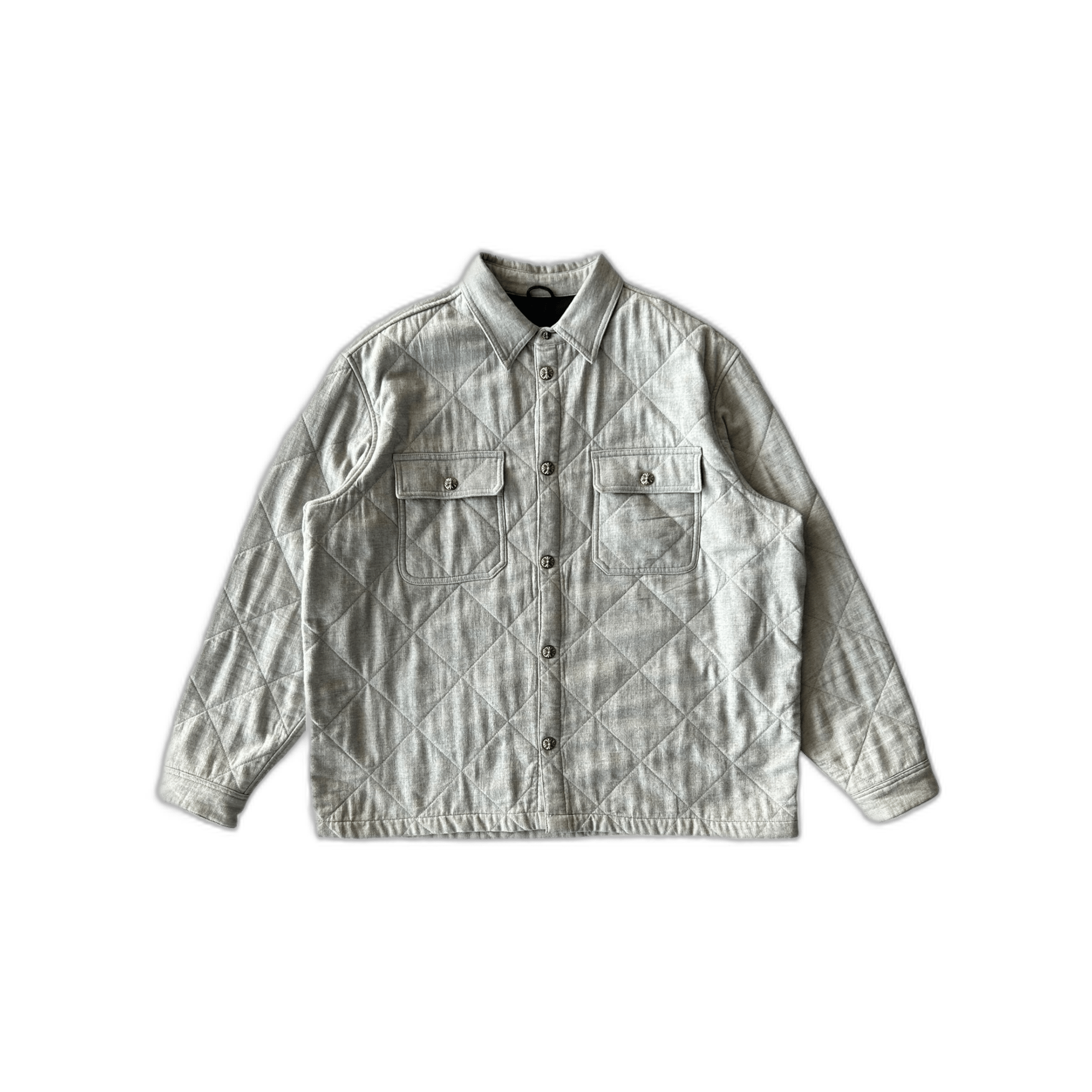 Chrome Hearts Grey Quilted Button Up Jacket - Morely TrendsChrome Hearts Type here:)