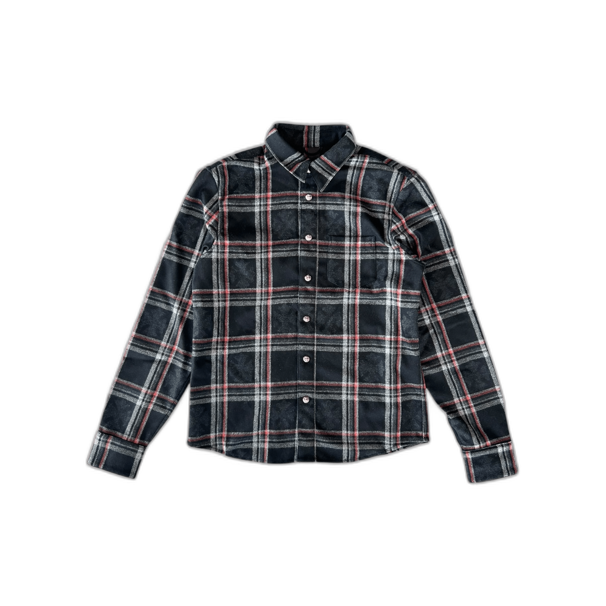 Chrome Hearts Navy Cross Jacquard Cashmere Button Up Shirt - Morely TrendsChrome Hearts Type here:)