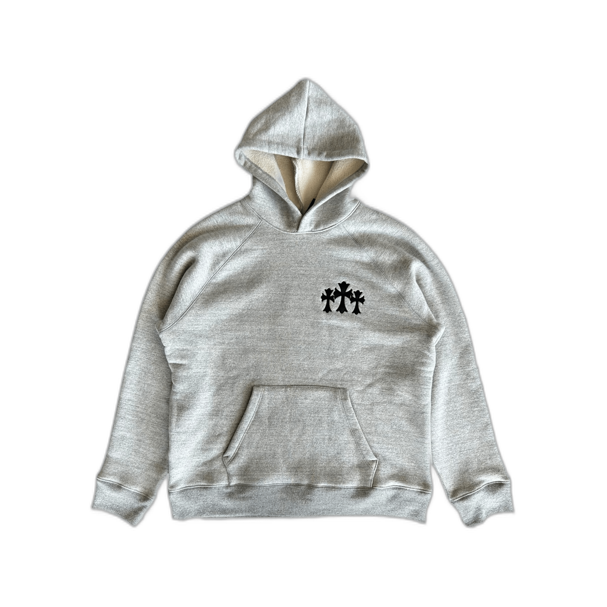Chrome Hearts Grey & Black Triple Cross CH Logo Embroidered Hoodie - Morely TrendsChrome Hearts Type here:)