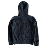 Chrome Hearts Black Leather Triple Cross Patch Zip Up Hoodie - Morely TrendsChrome Hearts Type here:)