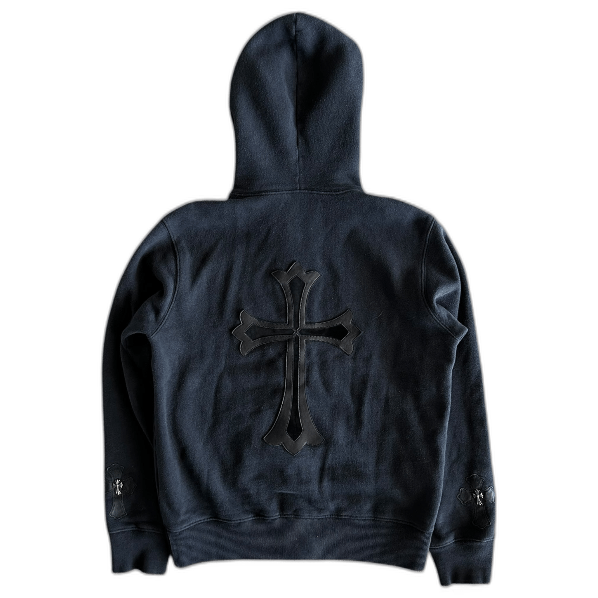 Chrome Hearts Black Leather Triple Cross Patch Zip Up Hoodie - Morely TrendsChrome Hearts Type here:)