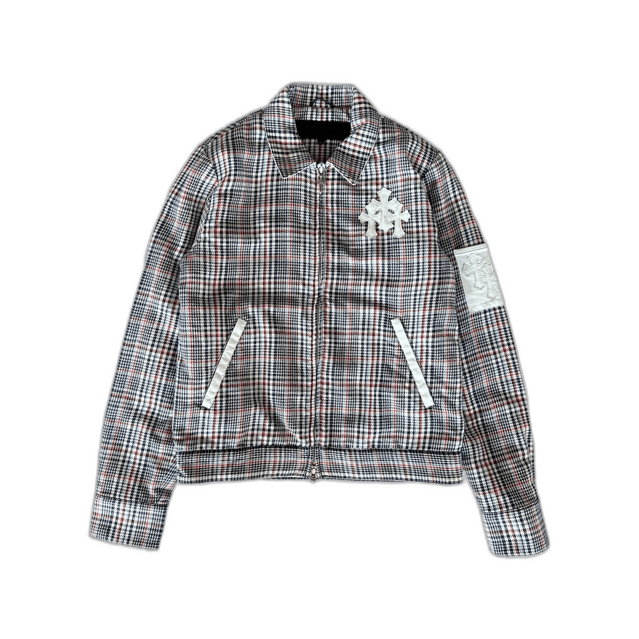 Chrome Hearts White Cross Patch Plaid Jacket - Morely TrendsChrome Hearts Type here:)