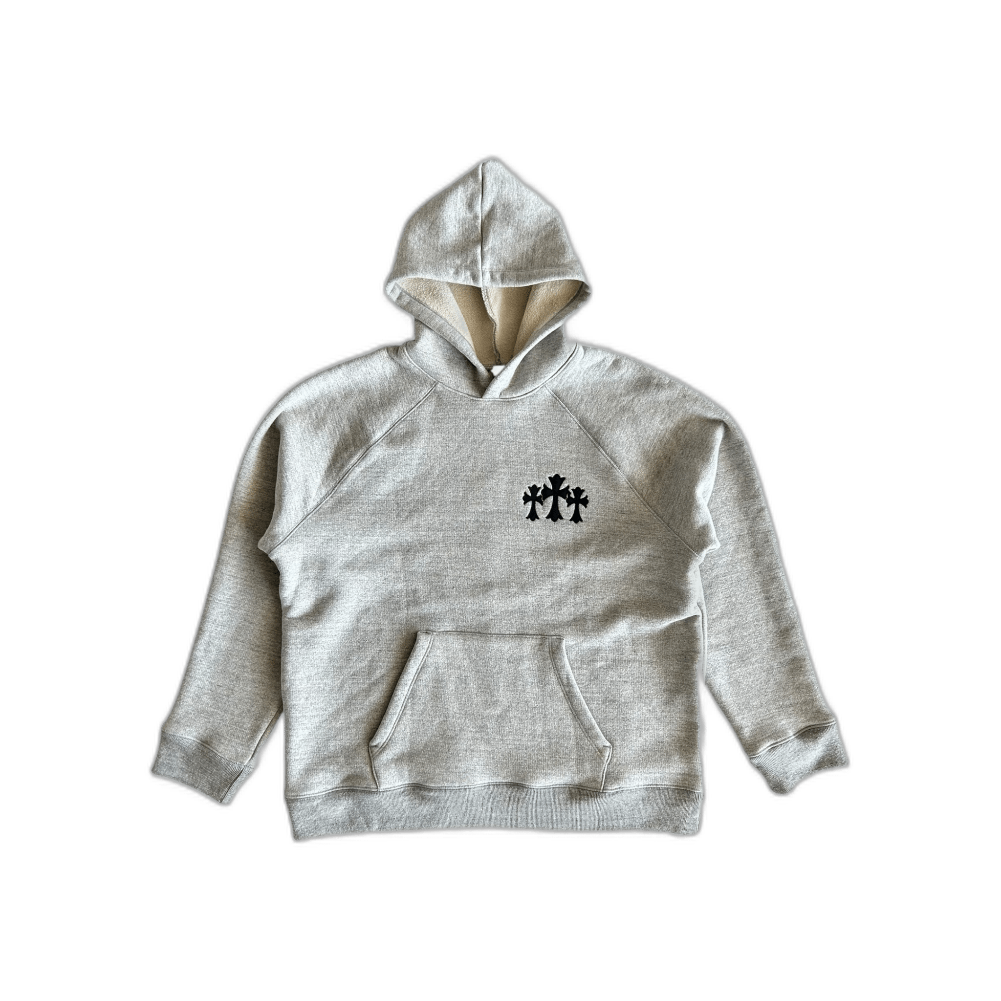 Chrome Hearts Grey & Black Triple Cross CH Logo Embroidered Hoodie - Morely TrendsChrome Hearts Type here:)