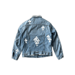 Chrome Hearts Levis Blue & Multicolor Cross Patch Denim Sherpa Jacket - Morely TrendsChrome Hearts Type here:)
