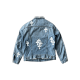 Chrome Hearts Levis Blue & Multicolor Cross Patch Denim Sherpa Jacket - Morely TrendsChrome Hearts Type here:)