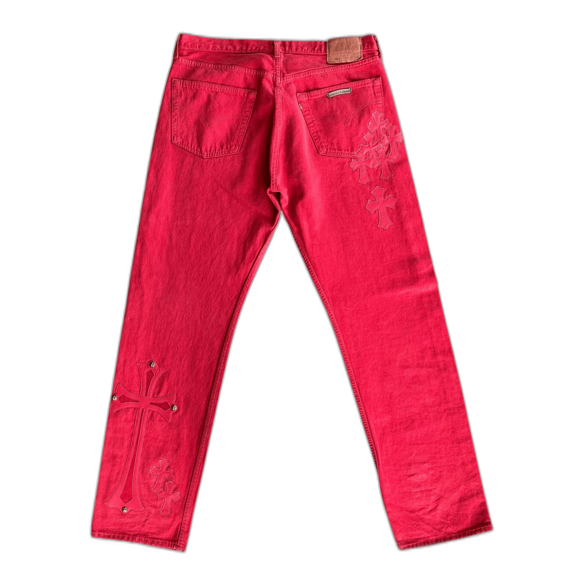 Chrome Hearts Red Large Cross Patch Jeans - Morely TrendsChrome Hearts Type here:)