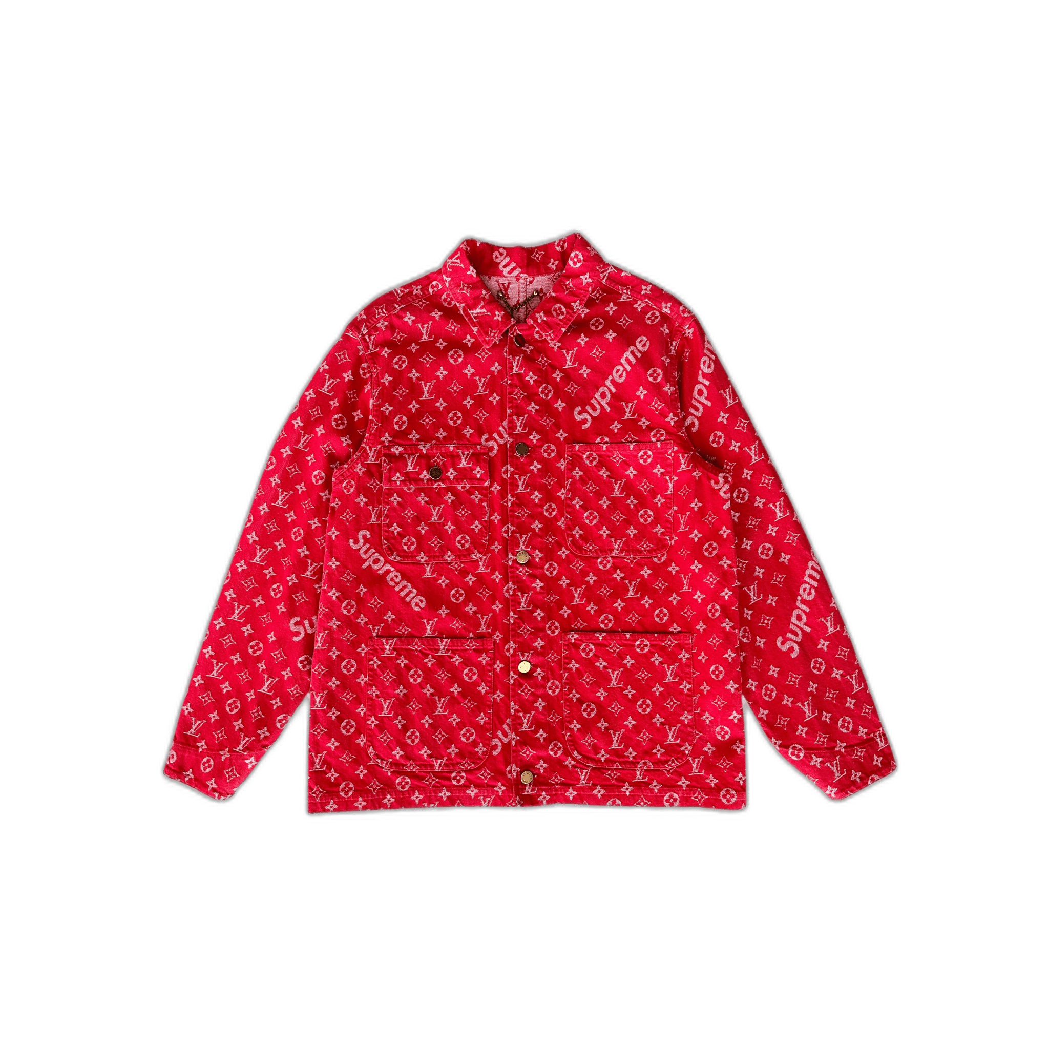 Louis Vuitton Supreme Red Monogram Chore Jacket 1/1 - Morely TrendsLouis Vuitton Type here:)