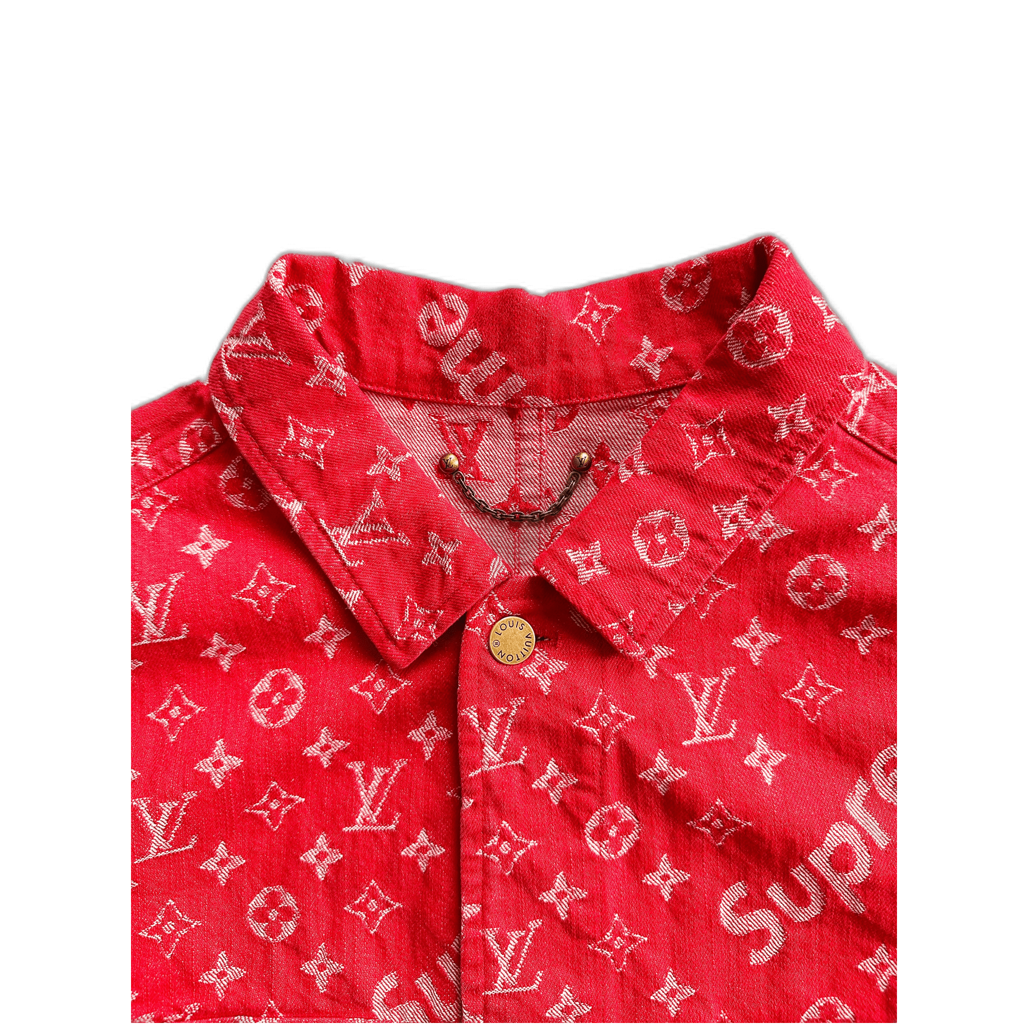 Louis Vuitton Supreme Red Monogram Chore Jacket 1/1 - Morely TrendsLouis Vuitton Type here:)