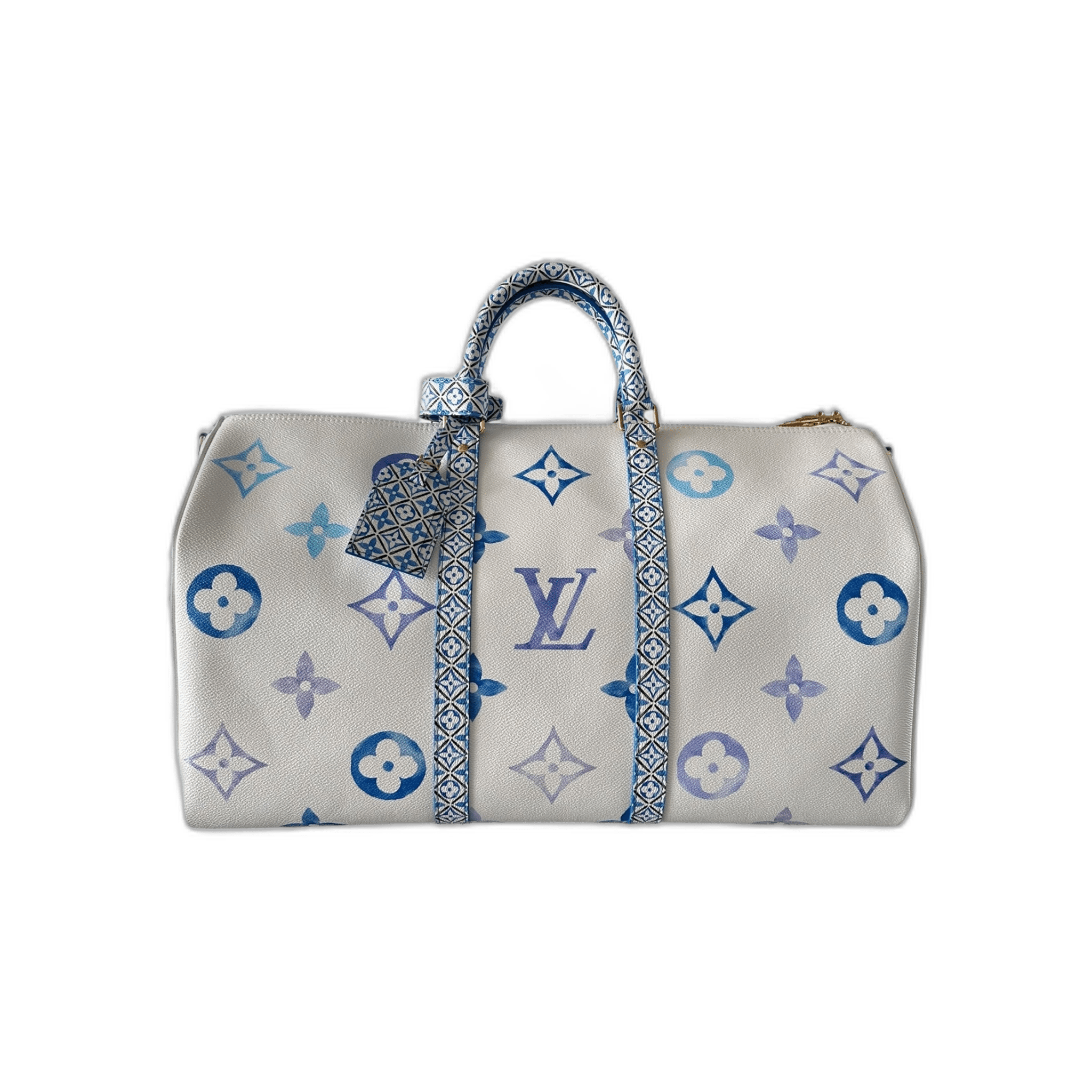 Louis Vuitton White & Blue Watercolor Monogram By The Pool Keepall 50 - Morely TrendsLouis Vuitton Type here:)