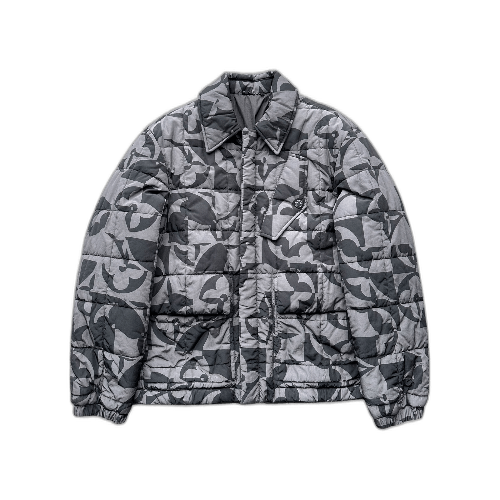 Louis Vuitton Grey & Black Flower Monogram Quilted Jacket - Morely TrendsLouis Vuitton Type here:)