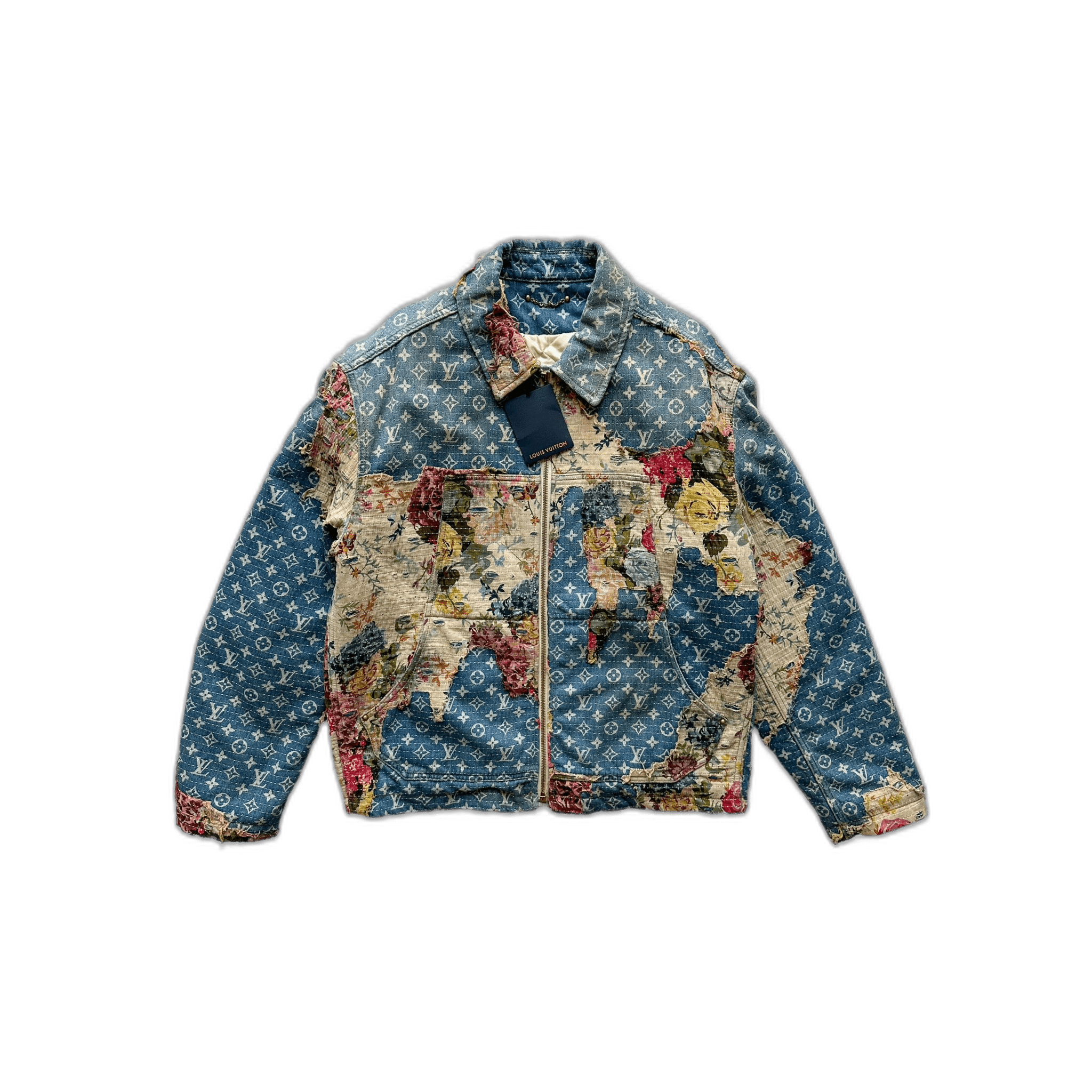 Louis Vuitton Blue Monogram Distressed Floral Workwear Jacket - Morely TrendsLouis Vuitton Type here:)