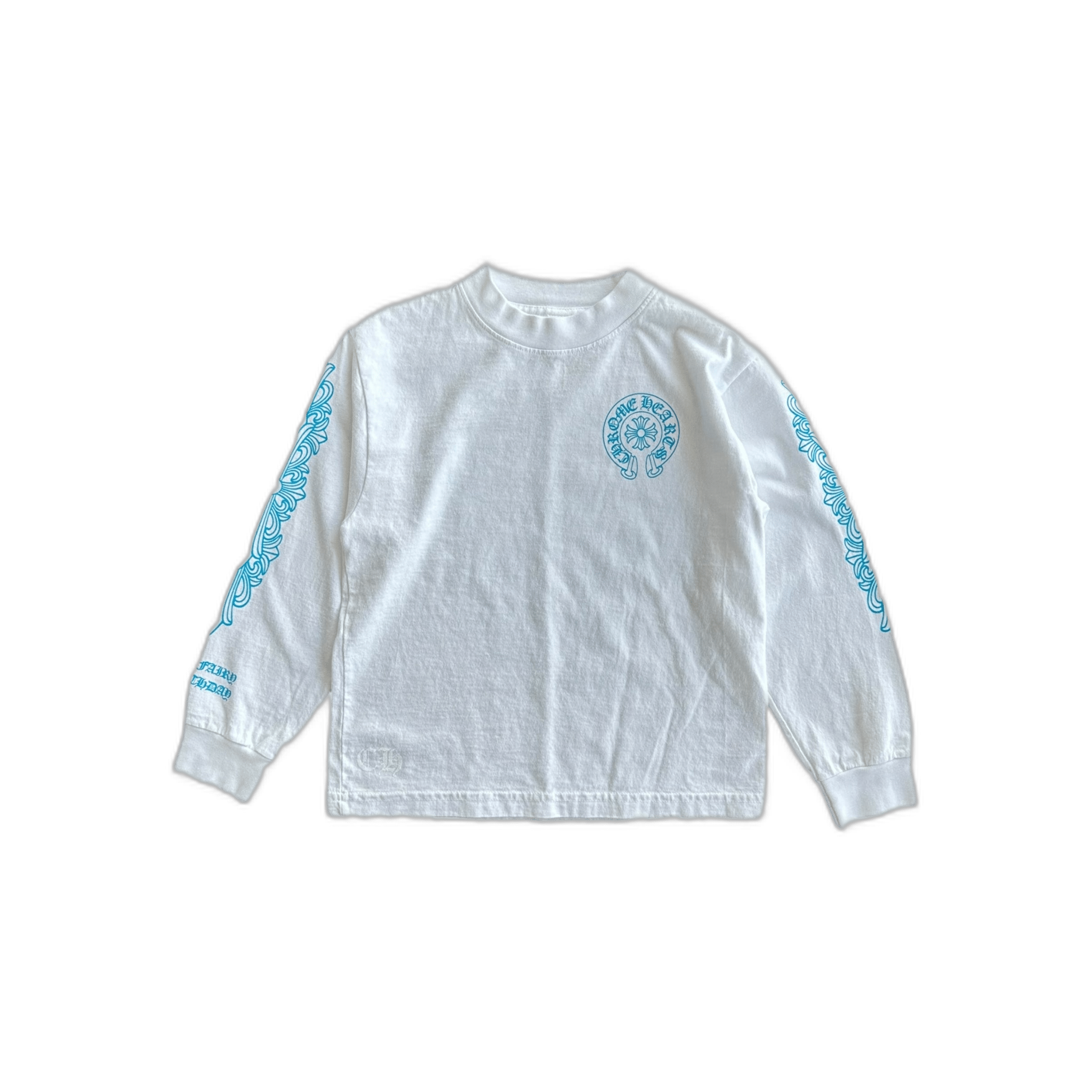Chrome Hearts White & Blue Horseshoe Logo Longsleeve Kids's T-Shirt - Morely TrendsChrome Hearts Type here:)