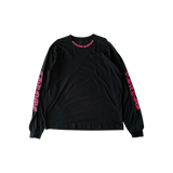 Chrome Hearts Black & Pink Neck Logo Longsleeve T-Shirt