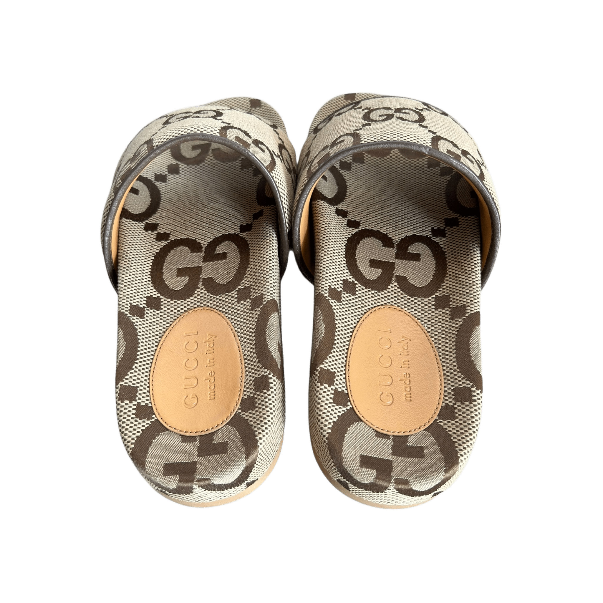 Gucci Beige & Brown GG Monogram Sandals - Morely TrendsGucci Type here:)