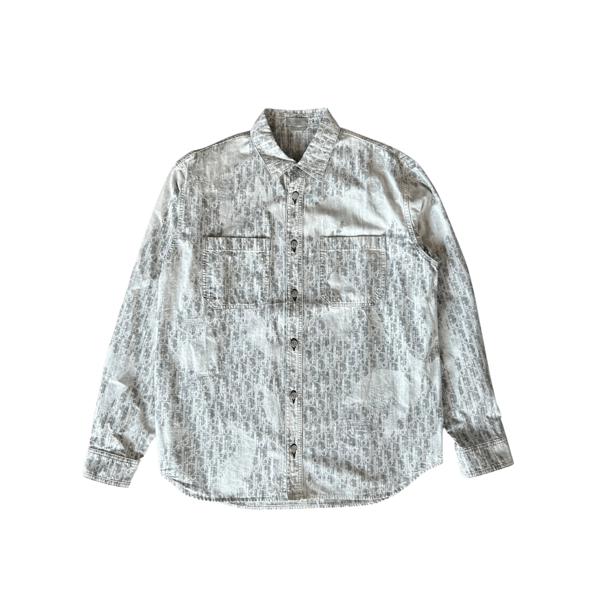 Dior Grey Oblique Distressed Button Up Shirt - Morely TrendsDior Type here:)