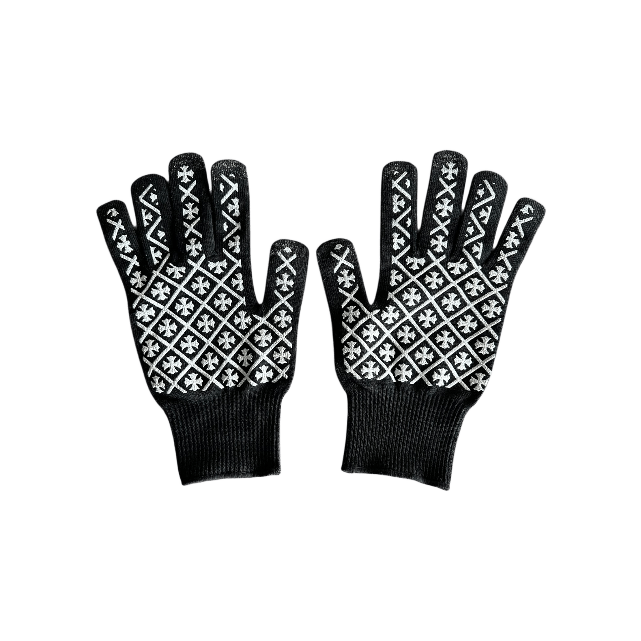 Chrome Hearts Black & White Script Cross Logo Gloves - Morely TrendsChrome Hearts Type here:)