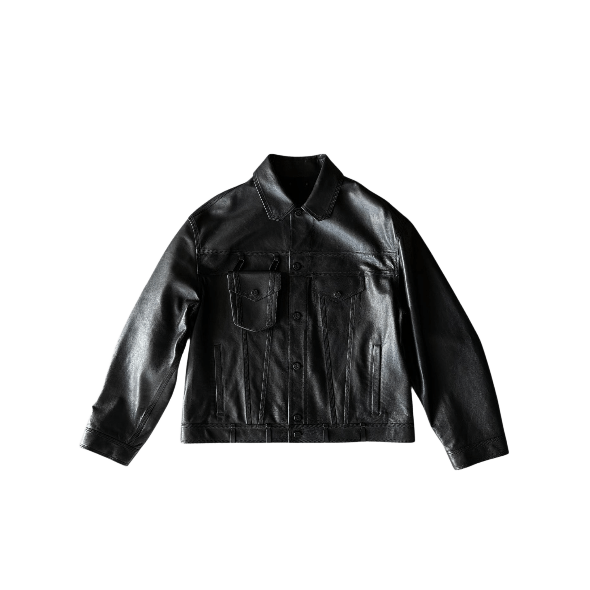 Louis Vuitton Black & White Chain Leather Trucker Jacket - Morely TrendsLouis Vuitton Type here:)