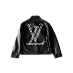 Louis Vuitton Black & White Chain Leather Trucker Jacket - Morely TrendsLouis Vuitton Type here:)
