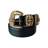 Chrome Hearts Black & Brass 3 Piece Leather Belt - Morely TrendsChrome Hearts Type here:)