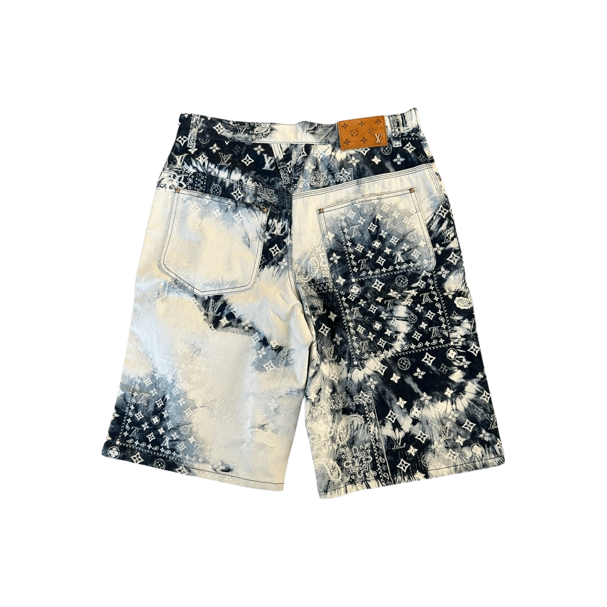 Louis Vuitton Blue Bleached Bandana Monogram Denim Shorts - Morely TrendsLouis Vuitton Type here:)
