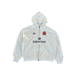 Balenciaga White & Black Soccer Logo Zip Up Hoodie - Morely TrendsBalenciaga Type here:)