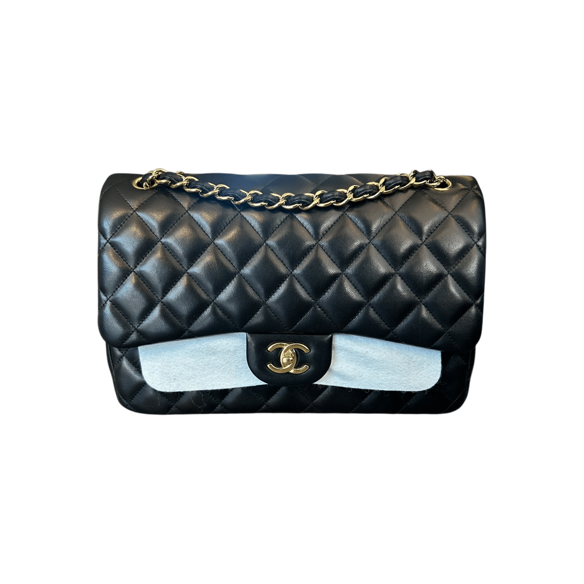 Chanel Black Lambskin Quilted Jumbo Flap Bag - Morely TrendsChanel Type here:)