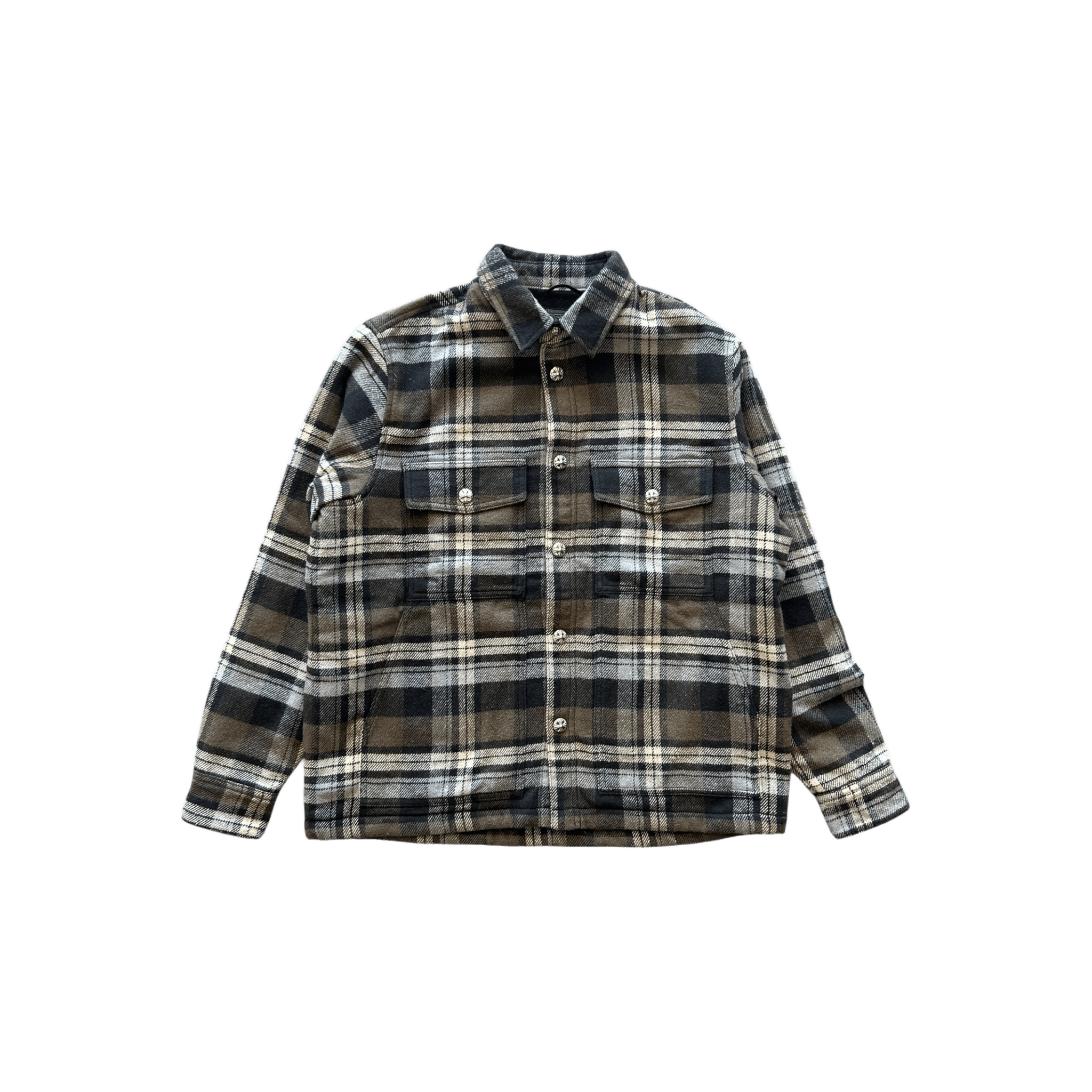 Chrome Hearts Brown & White Plaid Sherpa Jacket - Morely TrendsChrome Hearts Type here:)