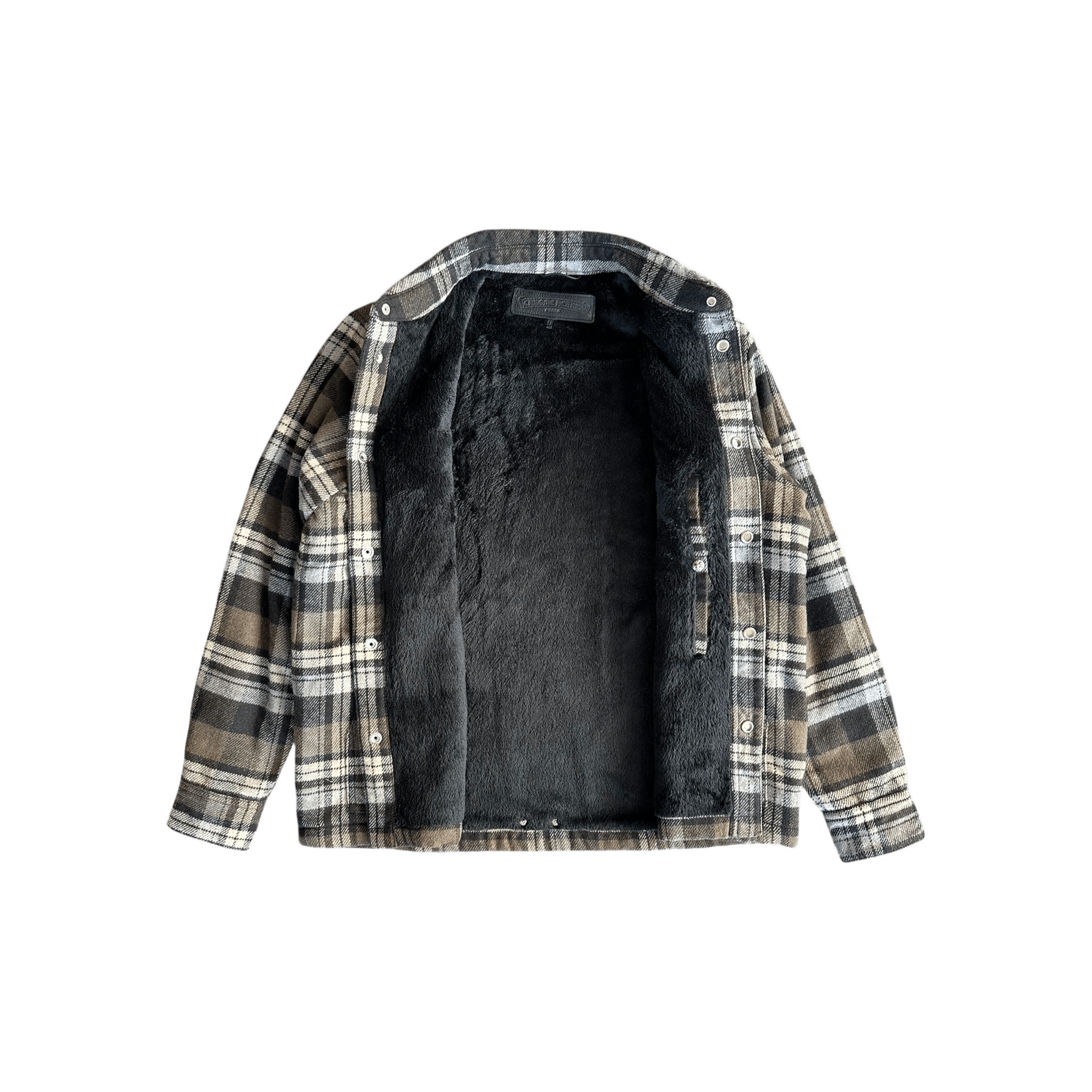 Chrome Hearts Brown & White Plaid Sherpa Jacket - Morely TrendsChrome Hearts Type here:)