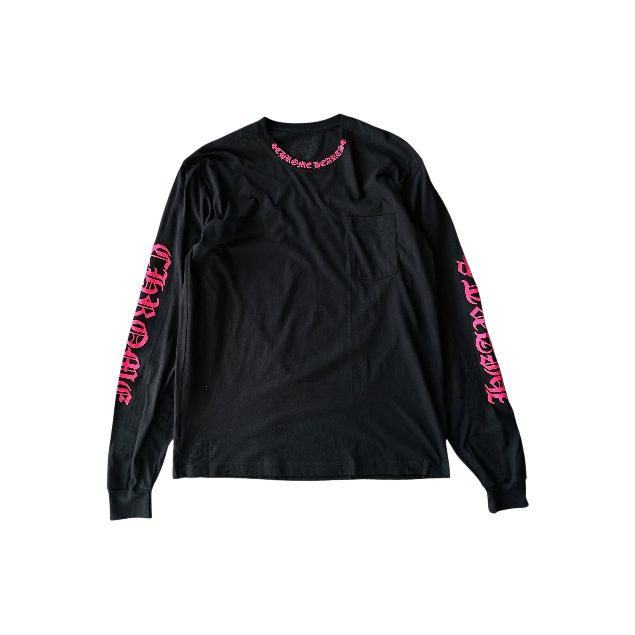Chrome Hearts Black & Pink Neck Logo Longsleeve T-Shirt - Morely TrendsChrome Hearts Type here:)