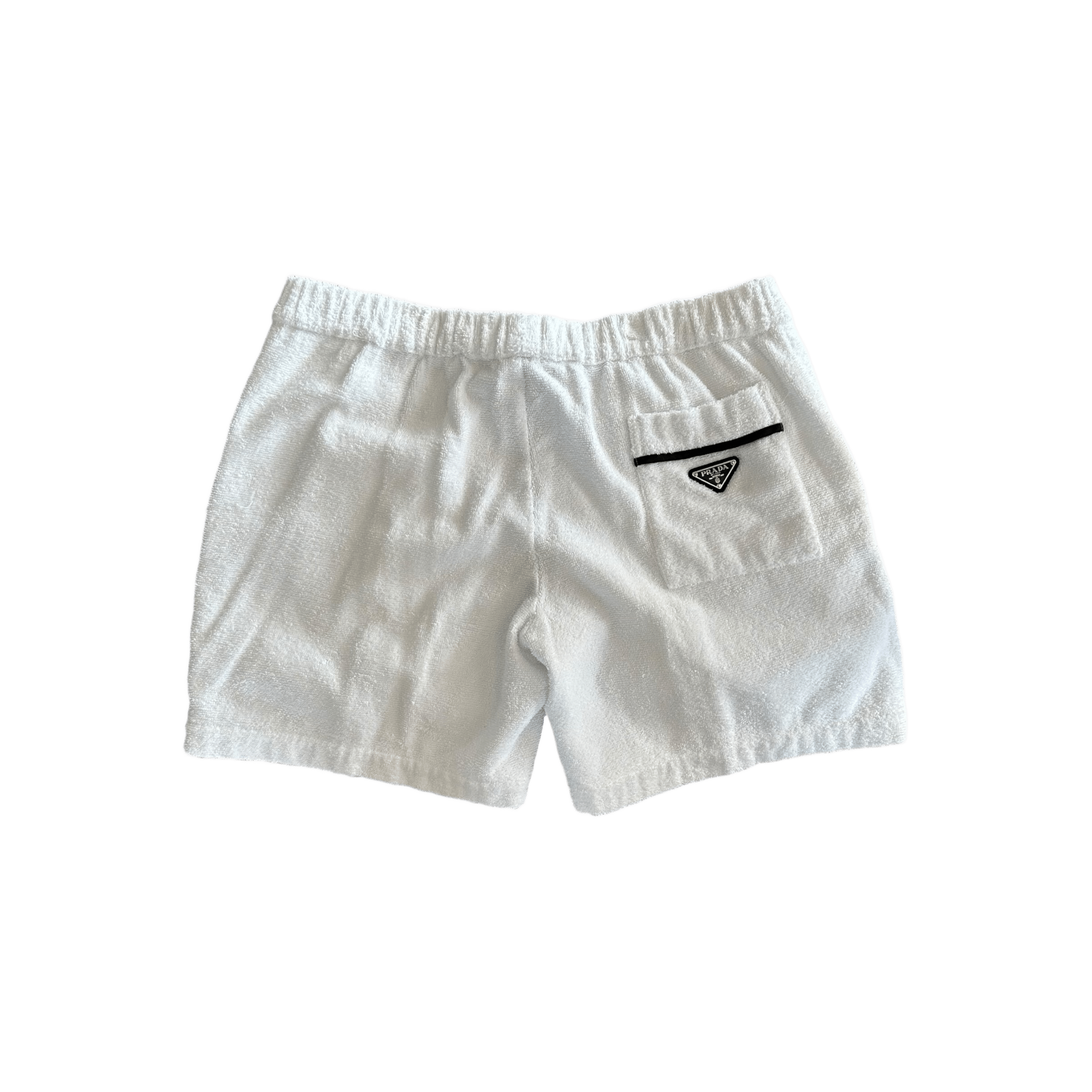 Prada White & Black Logo Towel Shorts - Morely TrendsPrada Type here:)