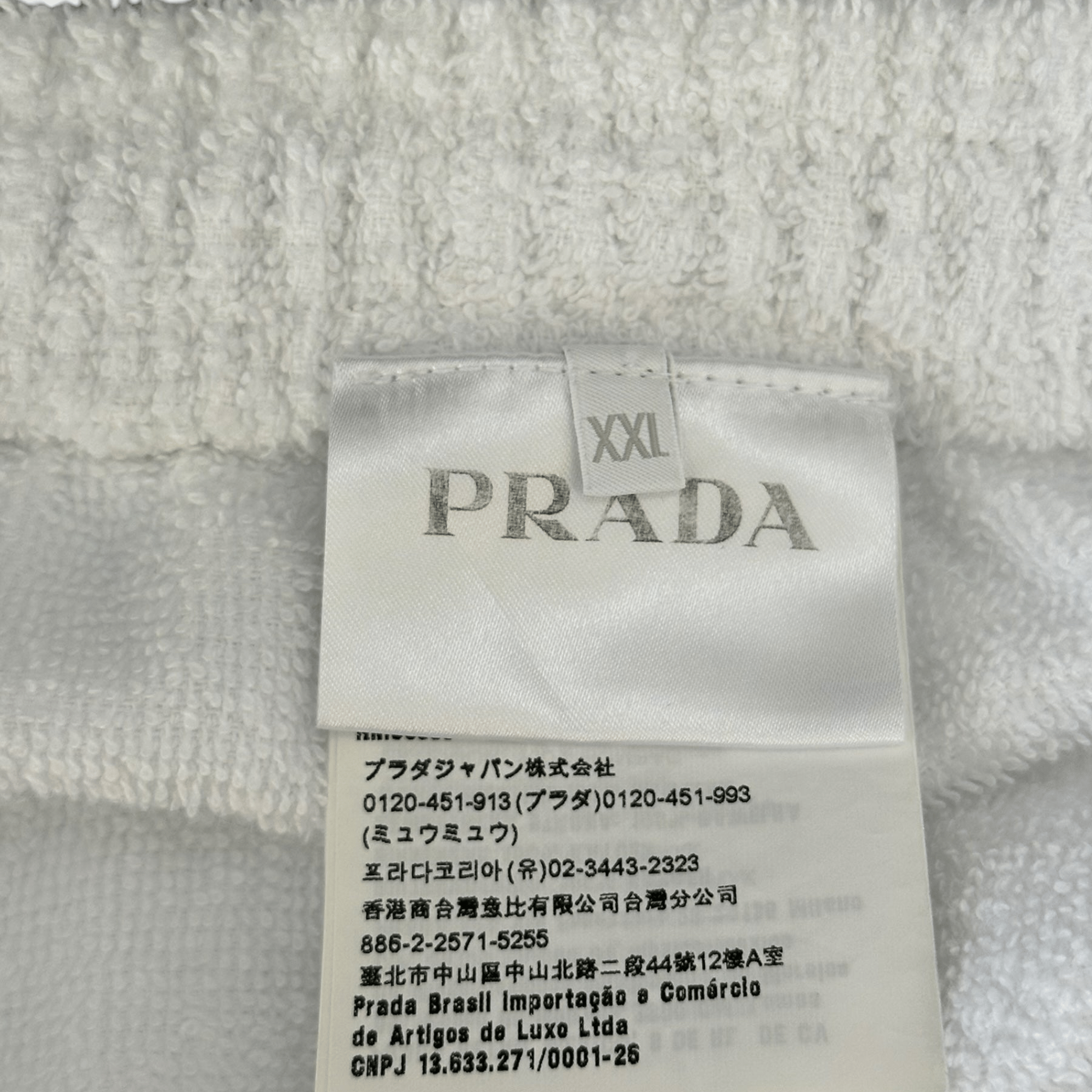 Prada White & Black Logo Towel Shorts - Morely TrendsPrada Type here:)