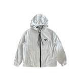 Prada White & Black Towel Logo Zip Up Hoodie - Morely TrendsPrada Type here:)