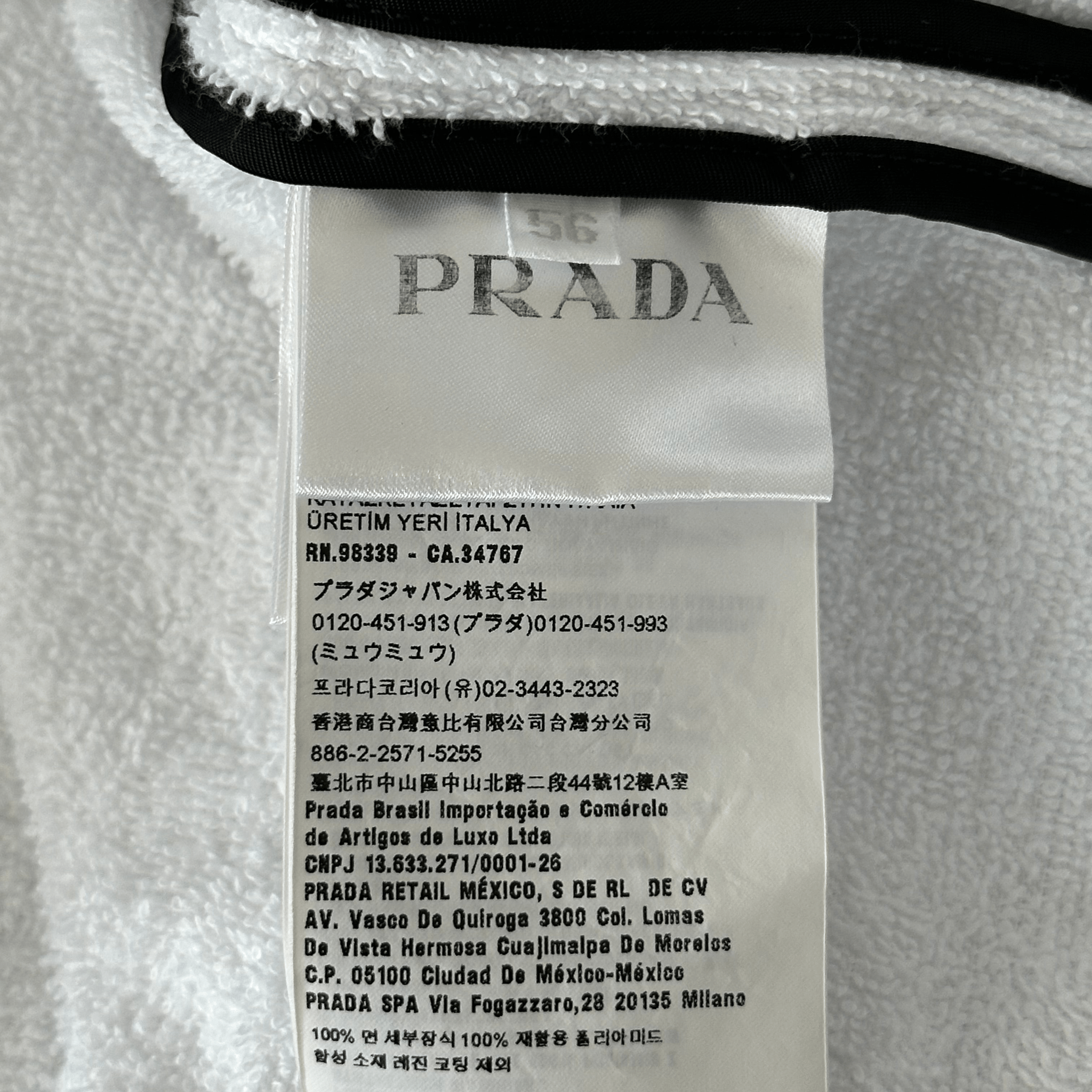 Prada White & Black Towel Logo Zip Up Hoodie - Morely TrendsPrada Type here:)