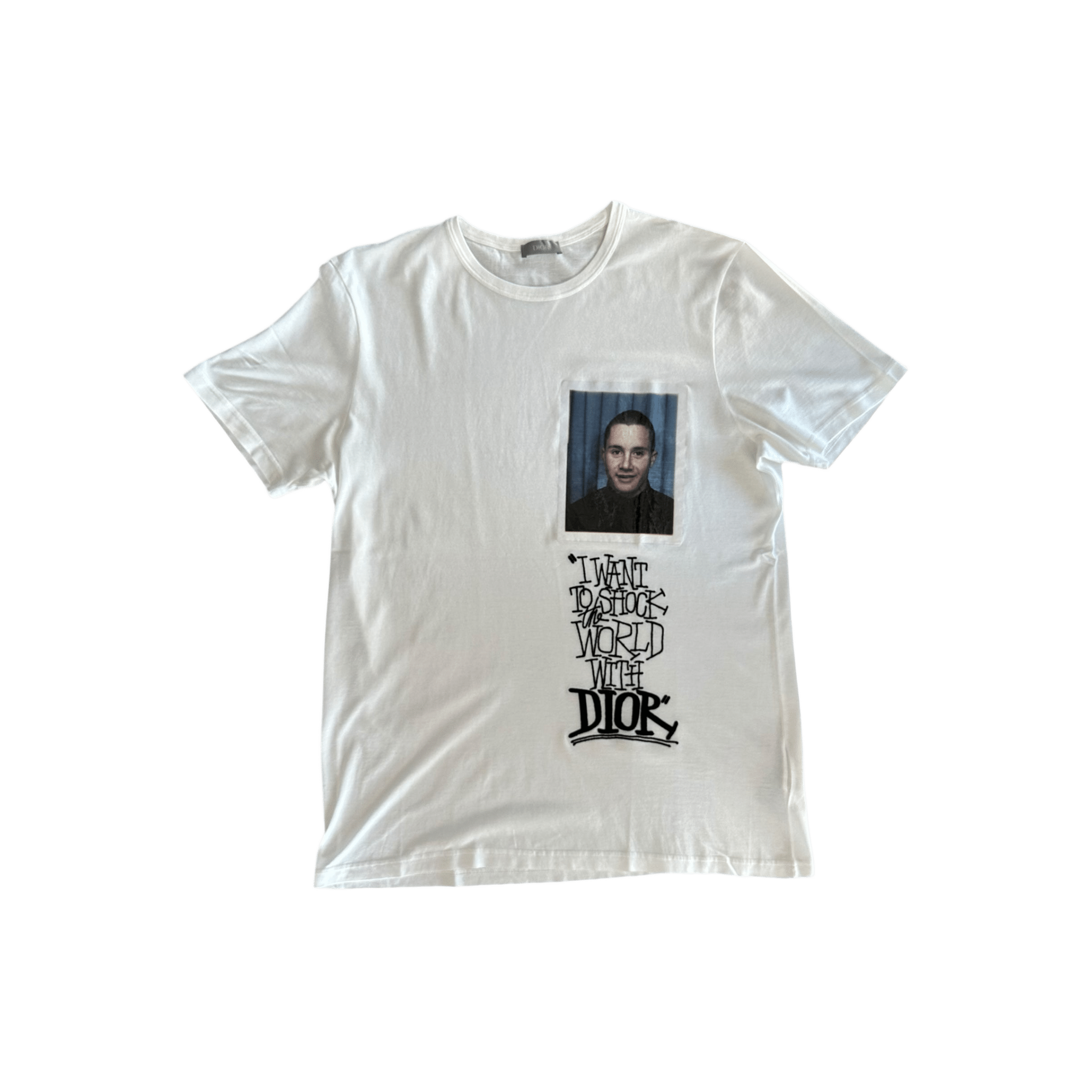 Dior Stussy White "I Want To Shock The World With Dior" T-Shirt - Morely TrendsDior Type here:)