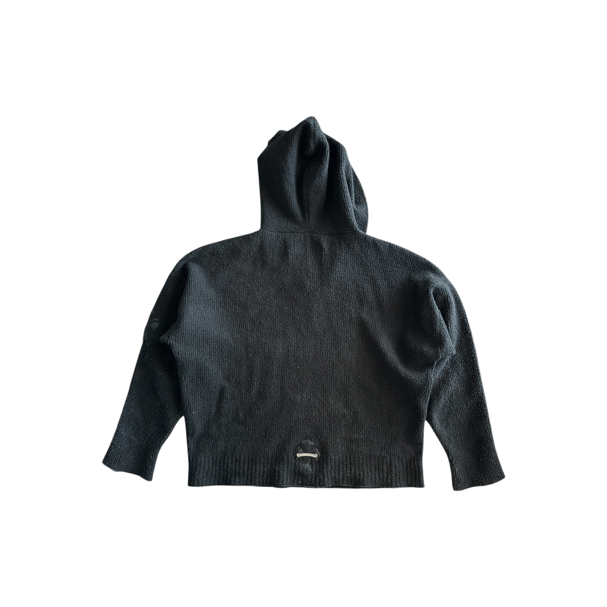 Chrome Hearts Black Ponyhair Cross Patch Knitted Hoodie - Morely TrendsChrome Hearts Type here:)