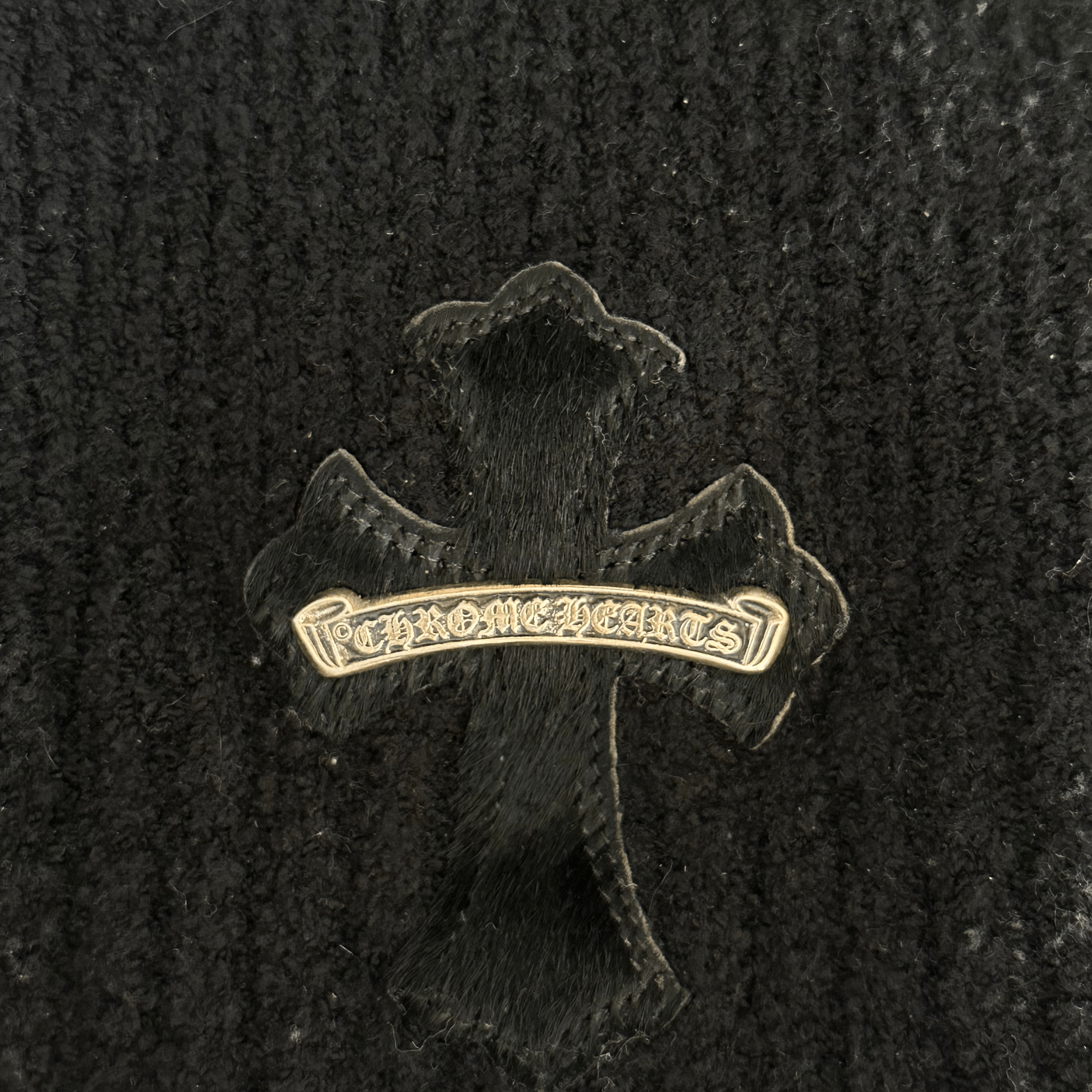 Chrome Hearts Black Ponyhair Cross Patch Knitted Hoodie - Morely TrendsChrome Hearts Type here:)