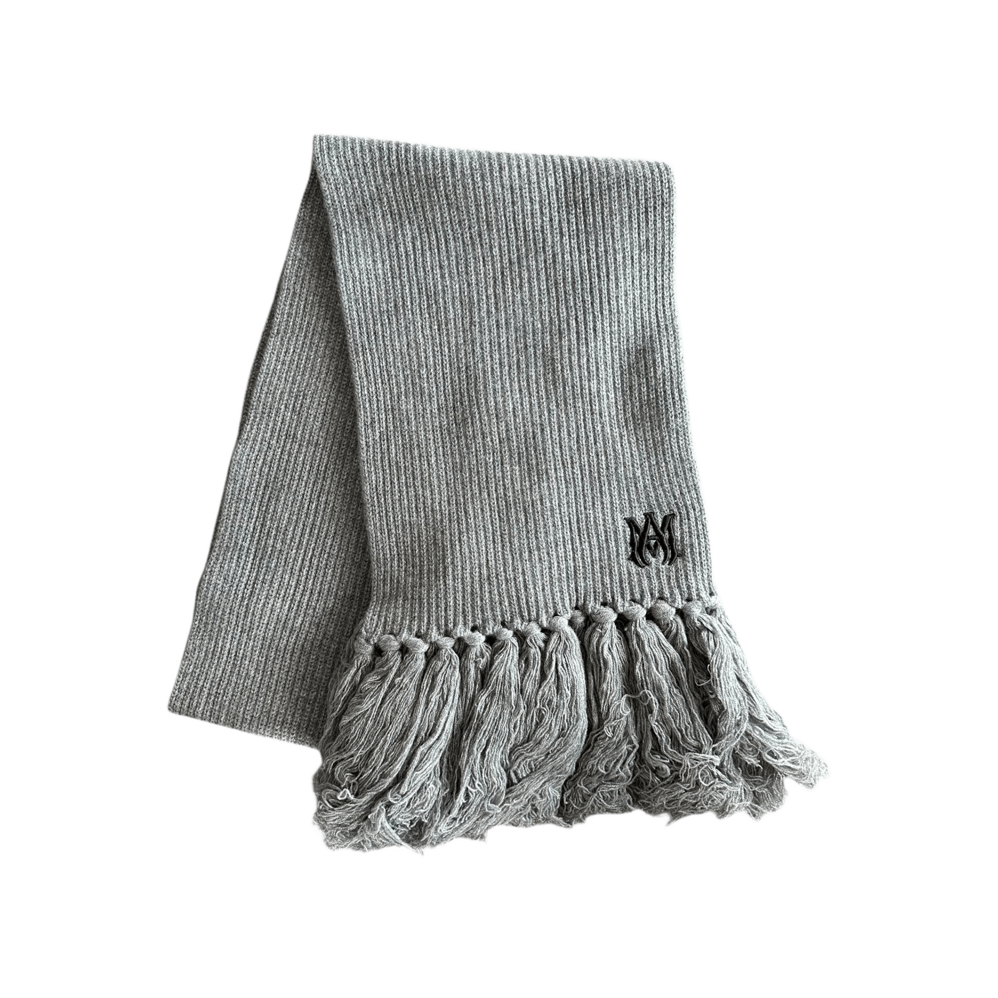 Amiri Grey & Black Wool Knit MA Logo Scarf - Morely TrendsAmiri Type here:)