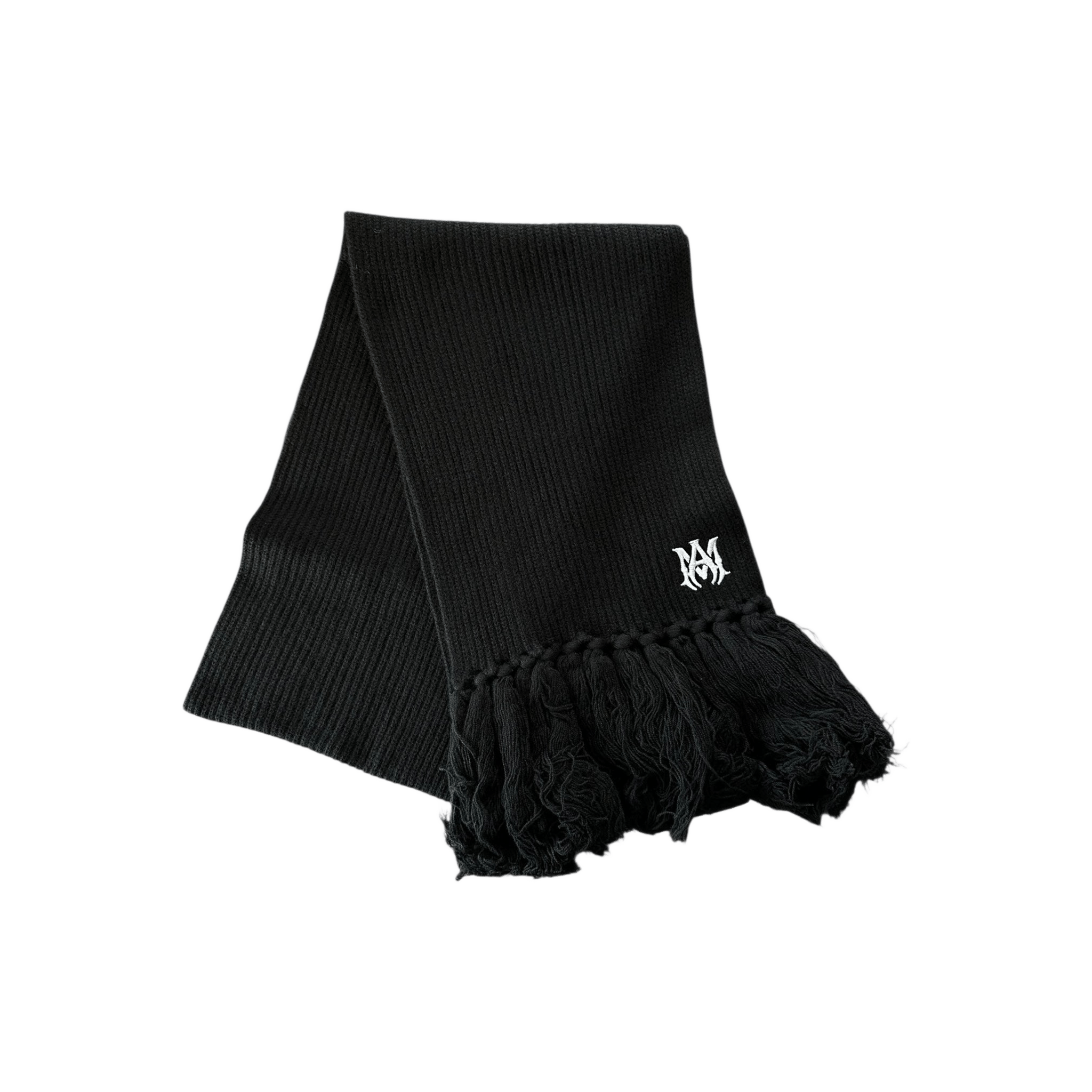 Amiri Black & White Wool Knit MA Logo Scarf - Morely TrendsAmiri Type here:)