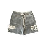 Amiri Grey & White Distressed 22 Logo Cashmere Shorts - Morely TrendsAmiri Type here:)